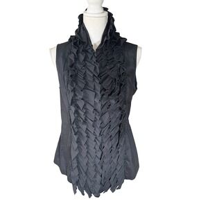 Sinclaire Black Ruffle Collar Sleeveless Blouse Large Goth Steampunk Victorian